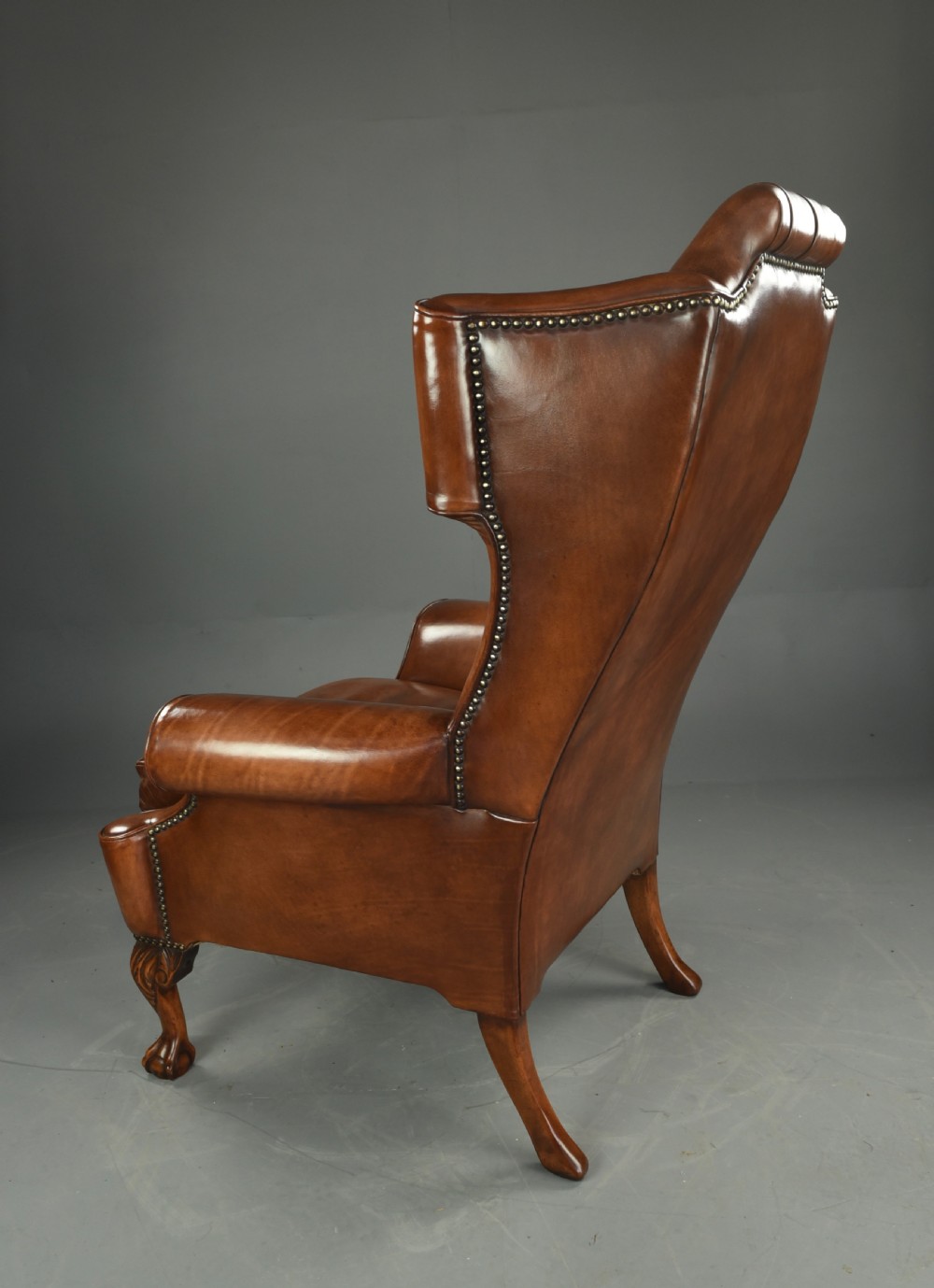 leather deep buttoned wing chair  View VII
