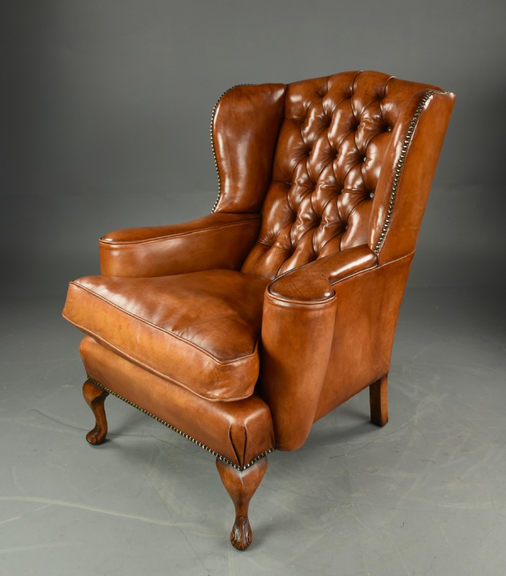 pair of leather wing chairs  View III
