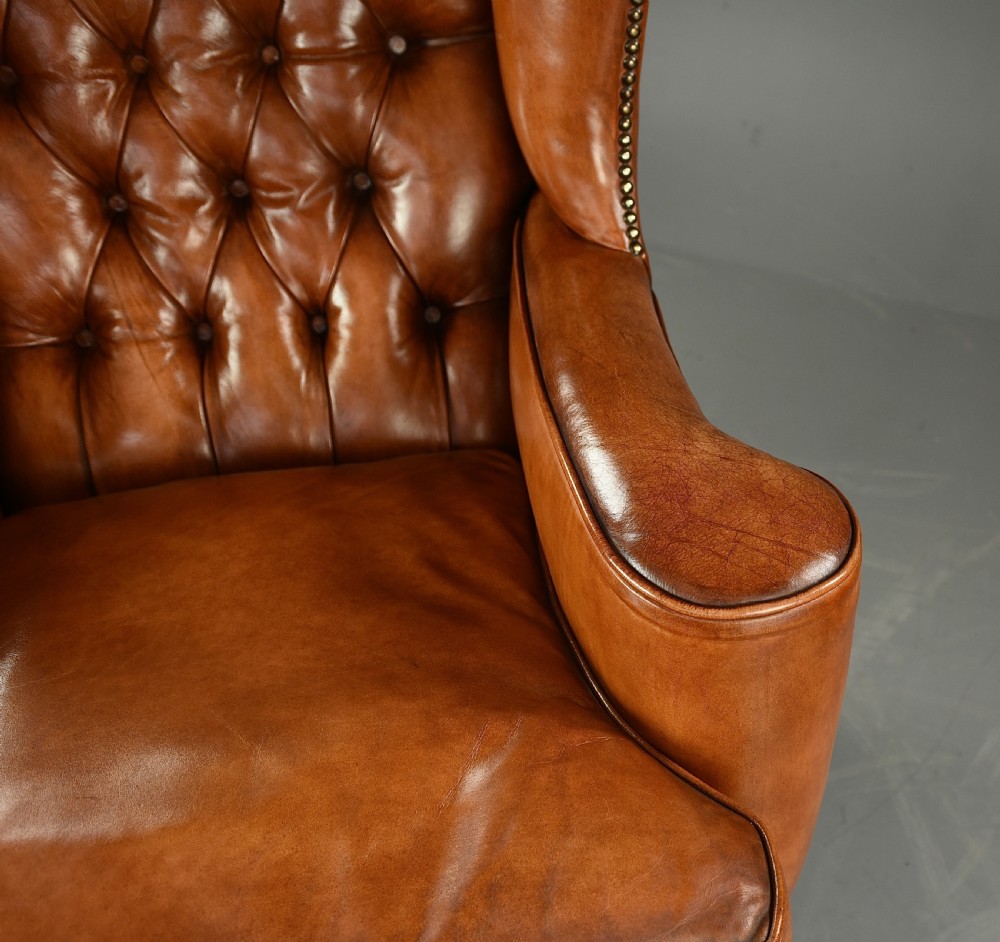 pair of leather wing chairs  View V