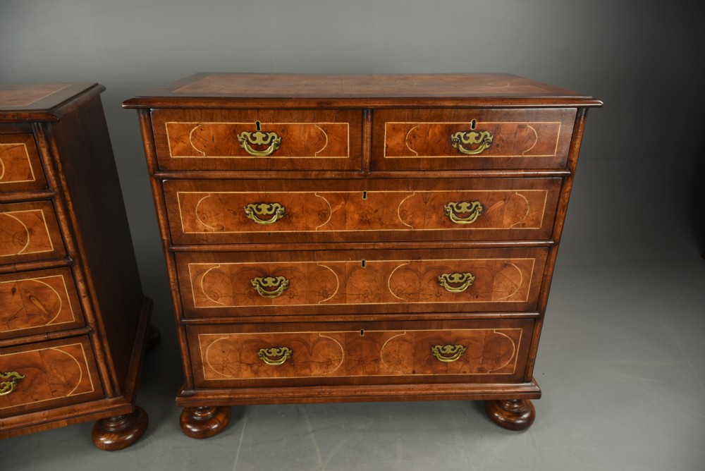 Matched pair of walnut and oyster chests of drawers  View VI