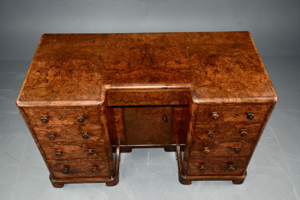 Victorian bur walnut knee hole desk  View IV