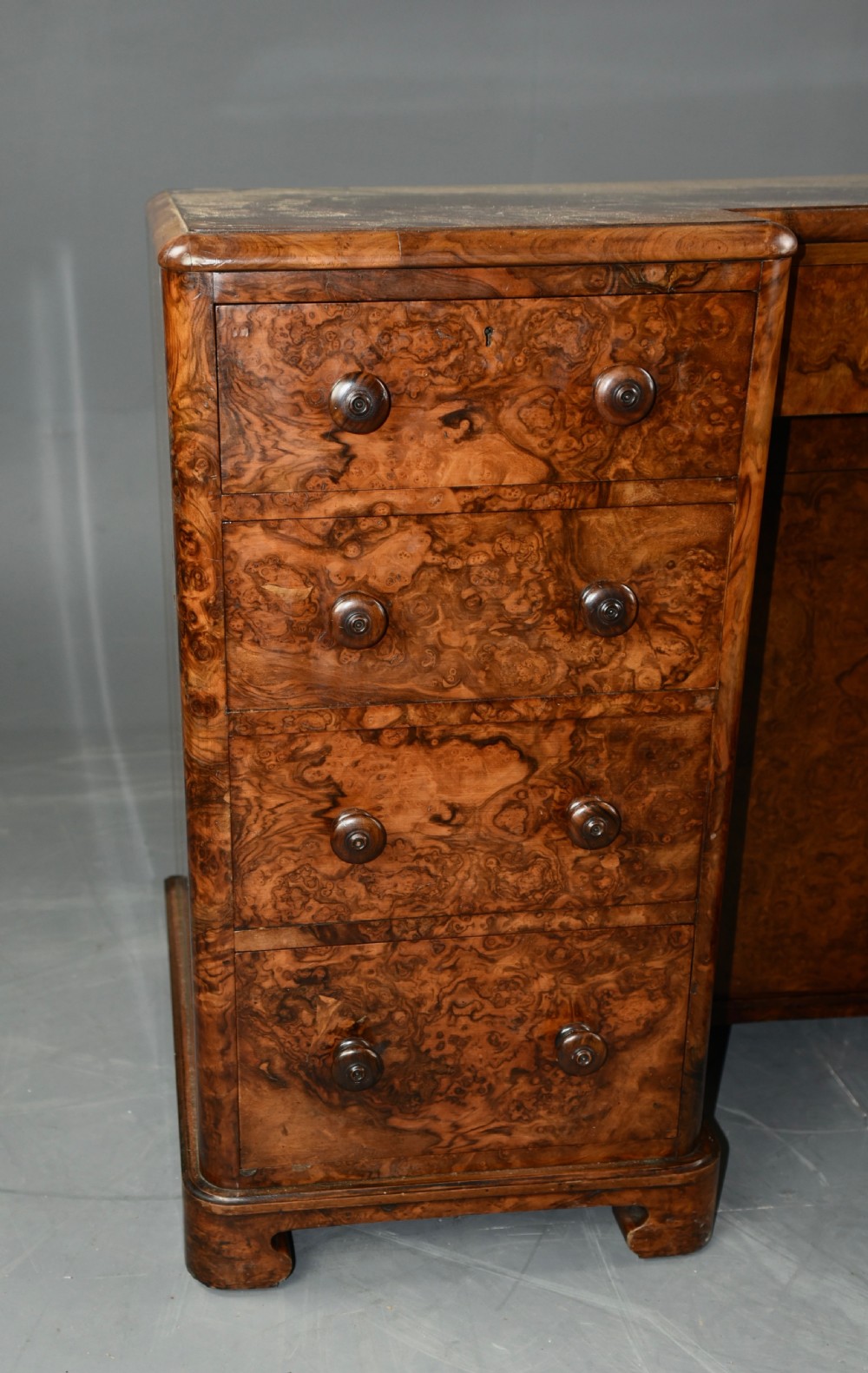 Victorian bur walnut knee hole desk  View V