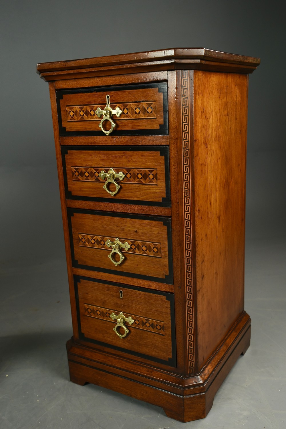 Antique pair of walnut Arts Crafts bedside chests of drawers  View V