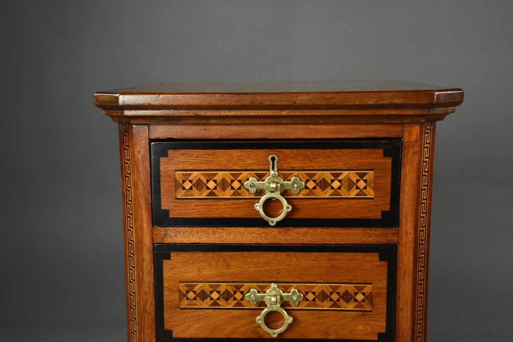Antique pair of walnut Arts Crafts bedside chests of drawers  View VI