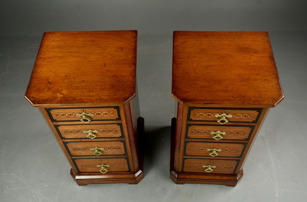 Antique pair of walnut Arts Crafts bedside chests of drawers  View VIII