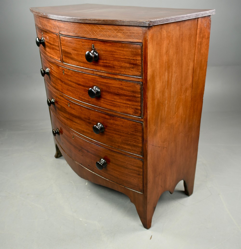Georgian mahogany bow front chest of drawers  View III