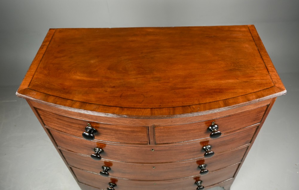 Georgian mahogany bow front chest of drawers  View V