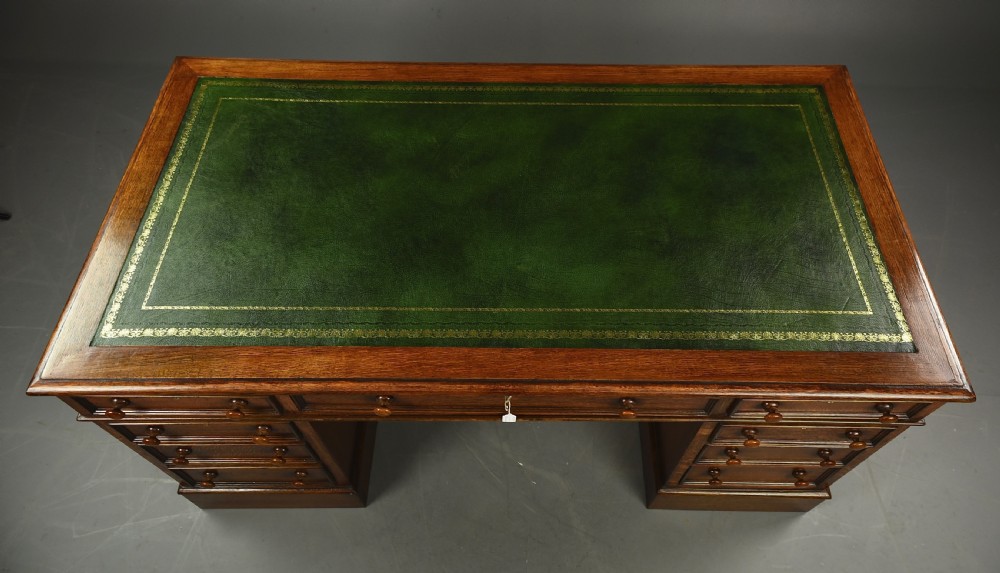 Antique Victorian oak pedestal desk  View VI