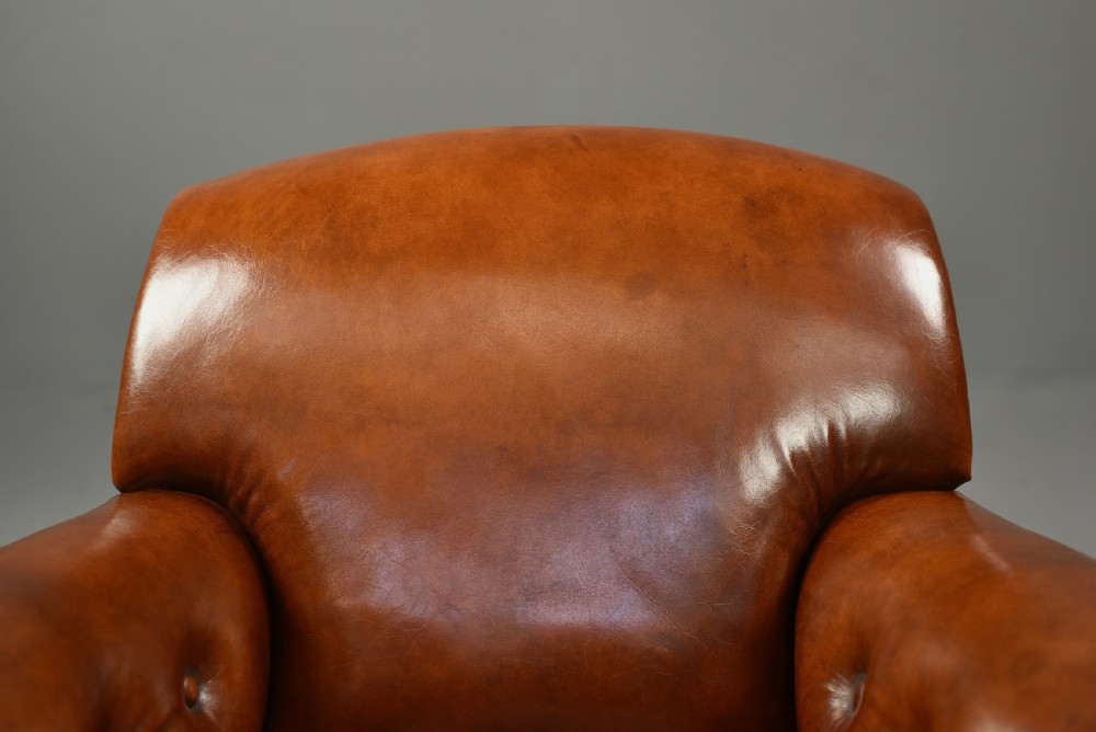 pair of Edwardian leather club arm chairs  View VIII