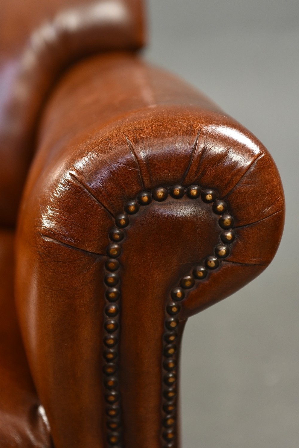 pair of Edwardian leather club arm chairs  View X