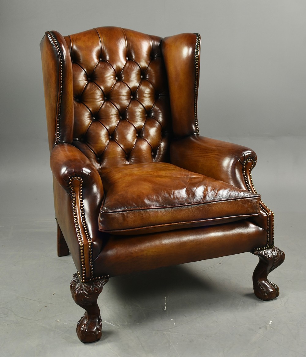 Georgian leather wing chair 