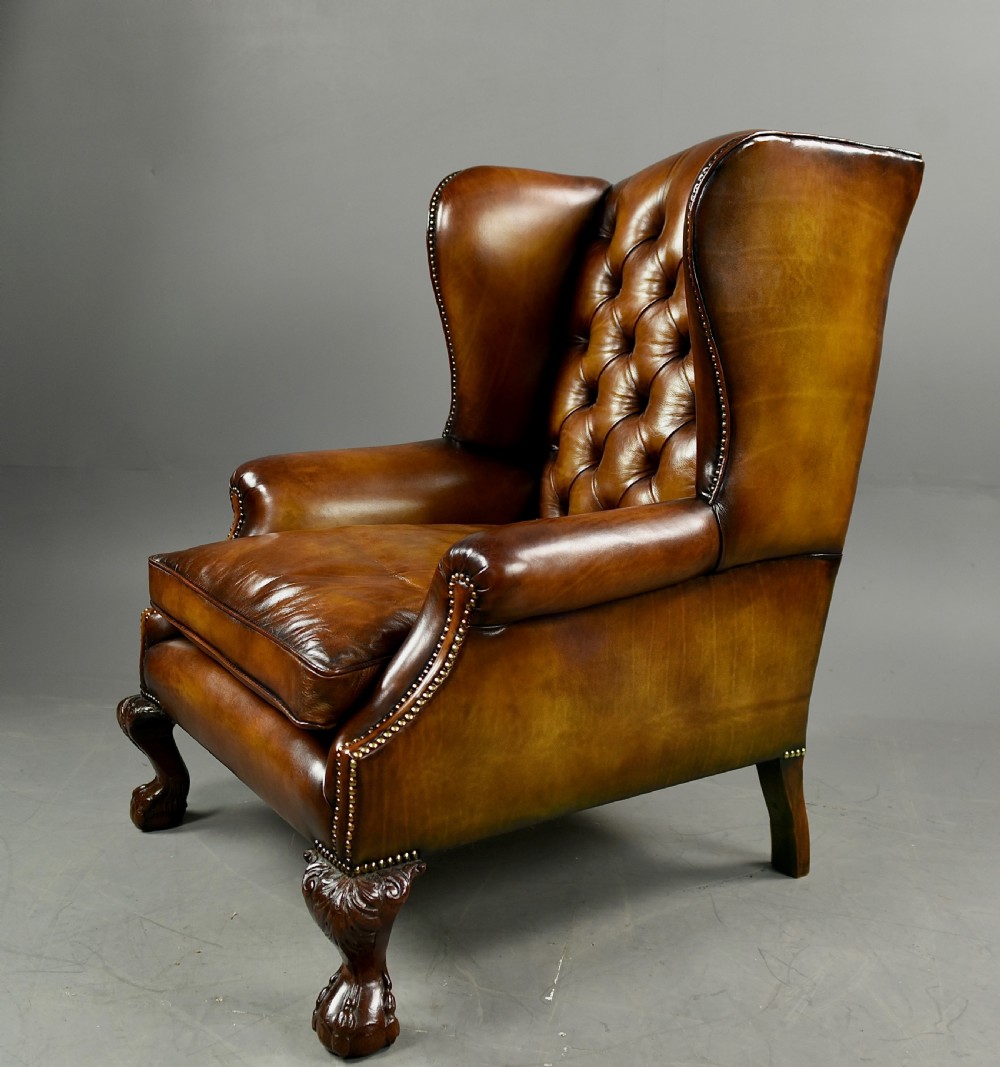 Georgian leather wing chair  View II