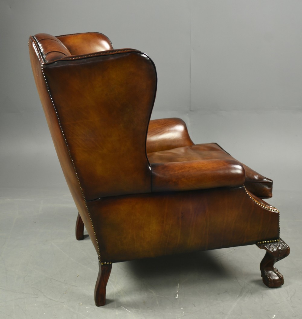Georgian leather wing chair  View III