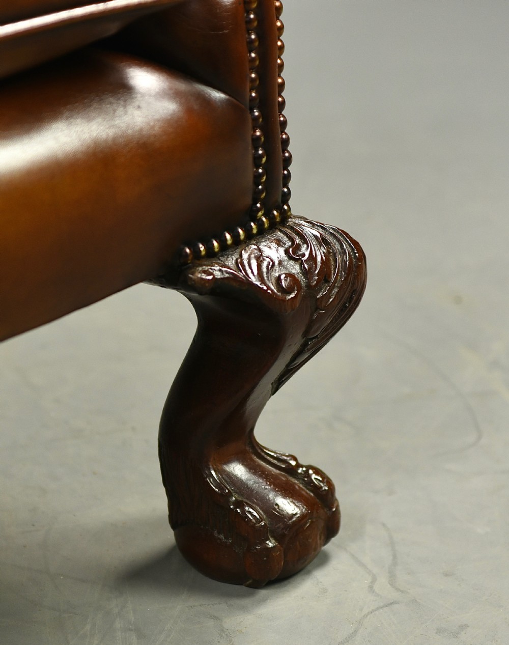 Georgian leather wing chair  View IX