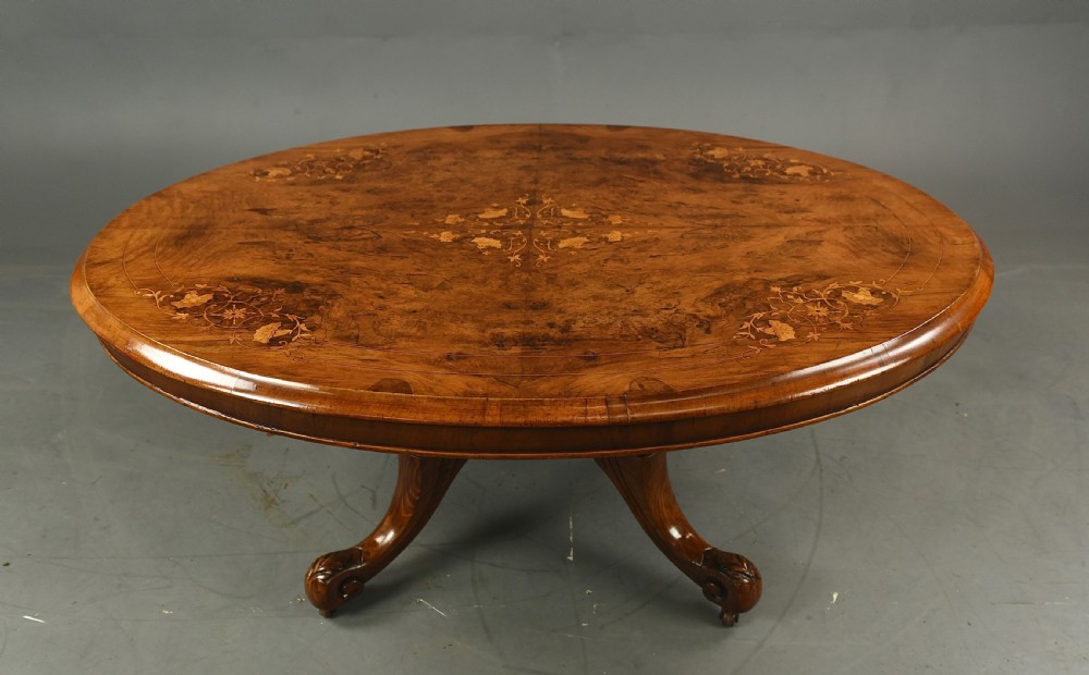 Victorian Burr walnut oval coffee table 