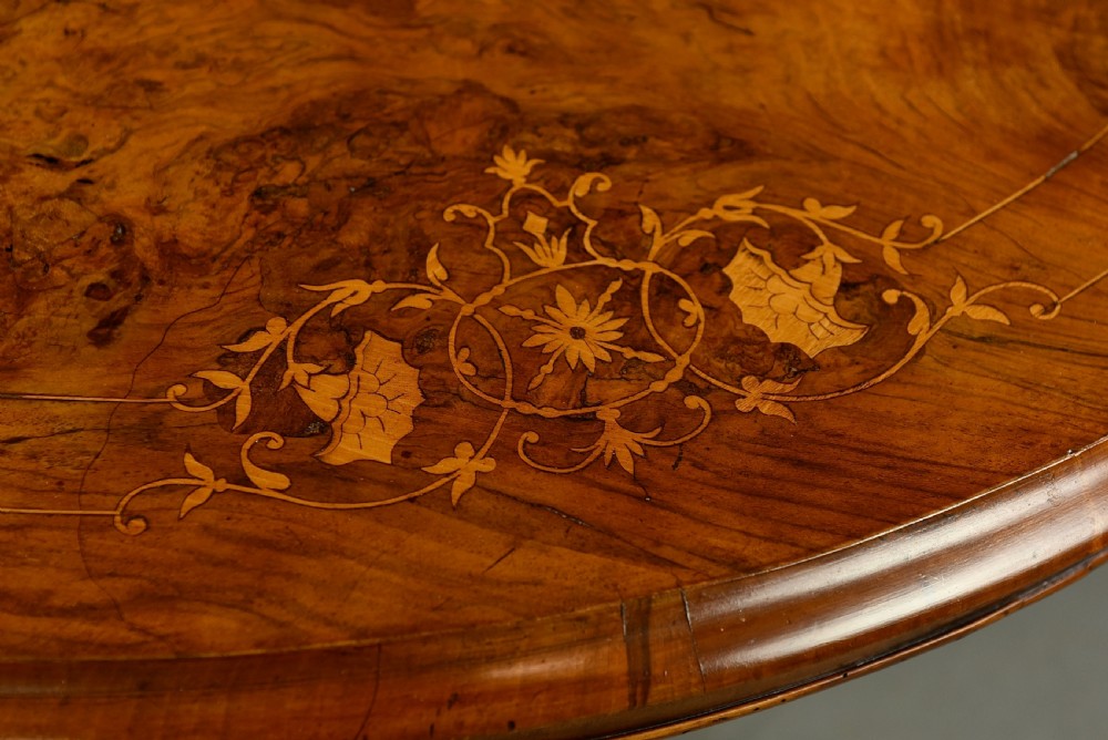 Victorian Burr walnut oval coffee table  View V