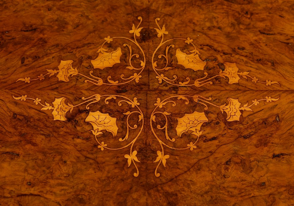 Victorian Burr walnut oval coffee table  View VI