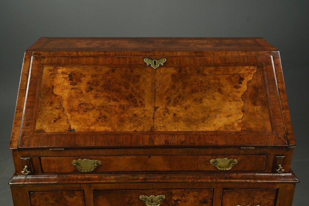 small Georgian burr walnut bureau  View IV