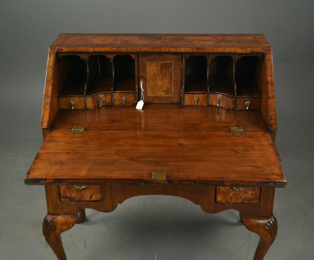 small Georgian burr walnut bureau  View V