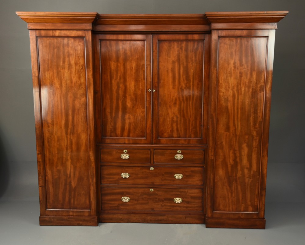 large Georgian mahogany breakfront wardrobe 