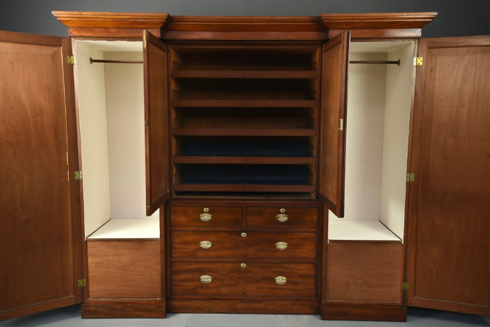 large Georgian mahogany breakfront wardrobe  View III
