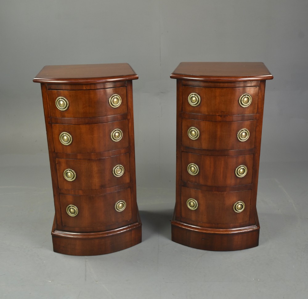 Pair of Victorian mahogany bow front bedside chests of drawers 