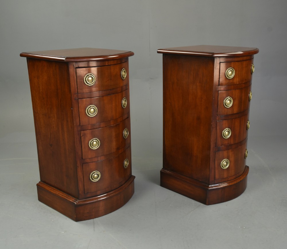 Pair of Victorian mahogany bow front bedside chests of drawers  View II