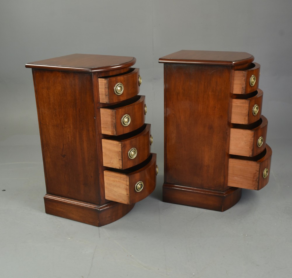Pair of Victorian mahogany bow front bedside chests of drawers  View V