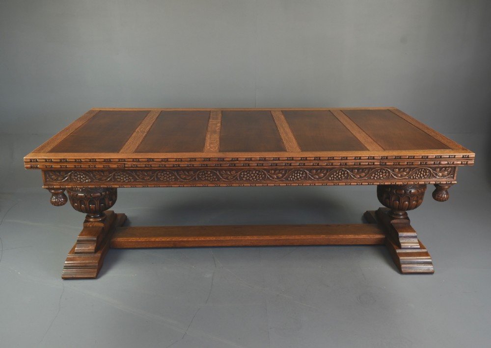 Large carved oak refectory table 