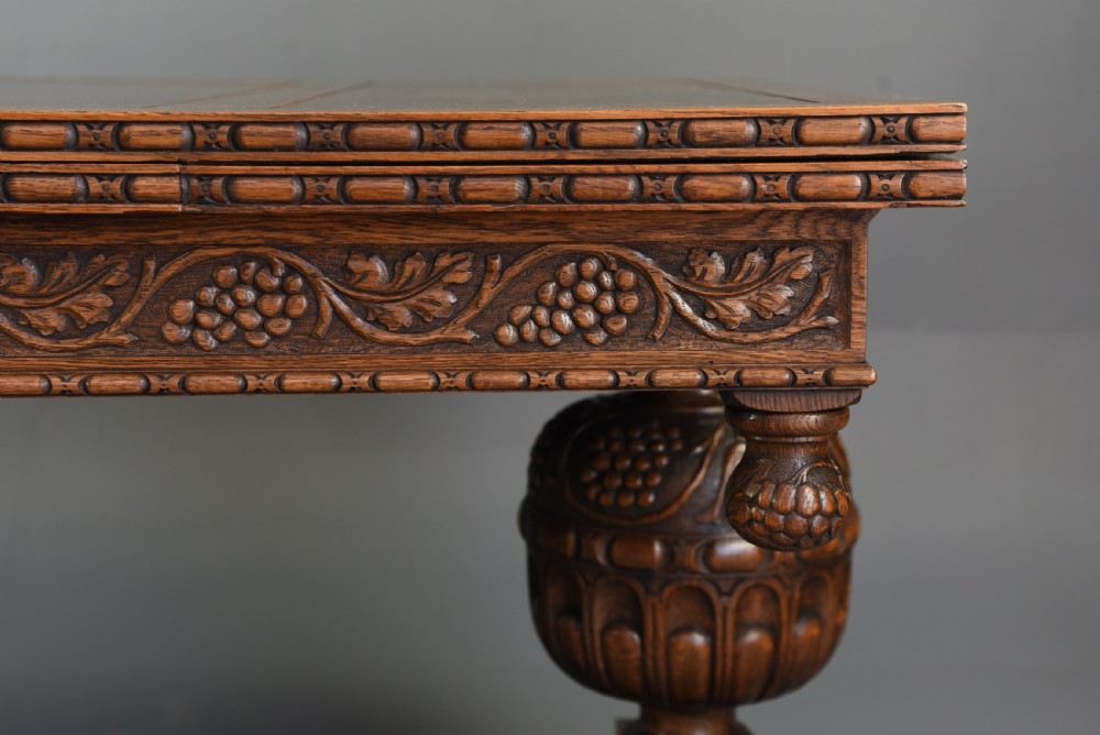 Large carved oak refectory table  View II