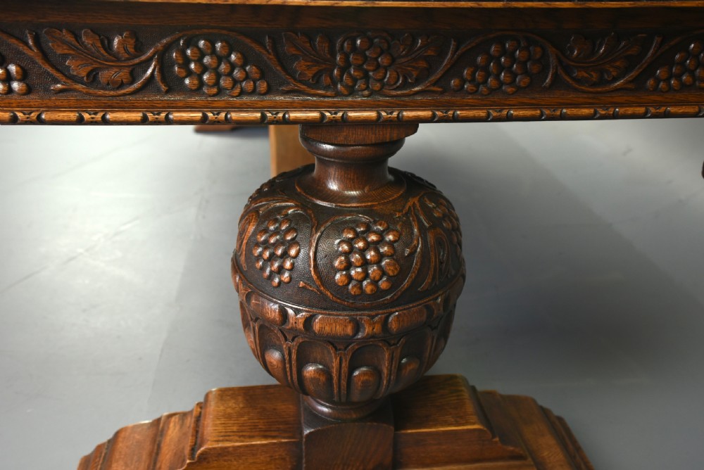Large carved oak refectory table  View III