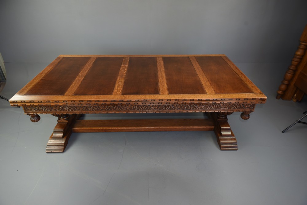 Large carved oak refectory table  View IV
