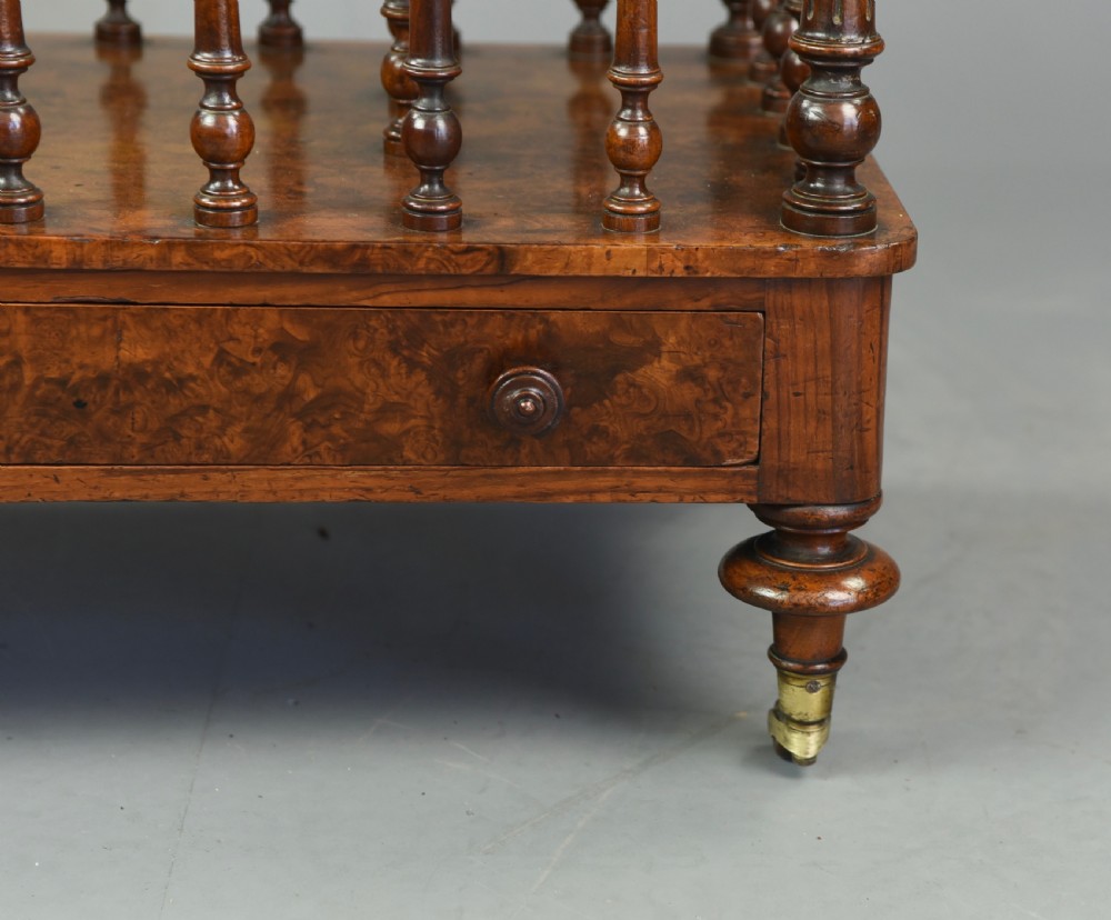 Victorian burr walnut Canterbury whatnot View IV