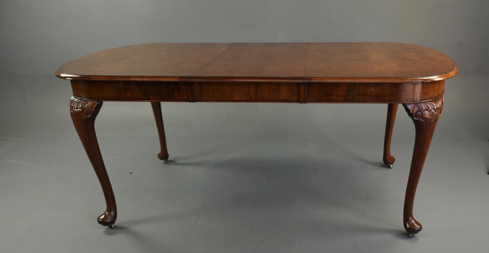 Burr walnut dining table and six chairs  View II
