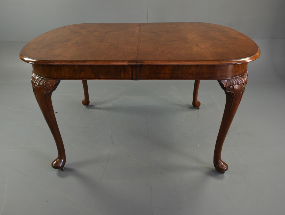 Burr walnut dining table and six chairs  View IV