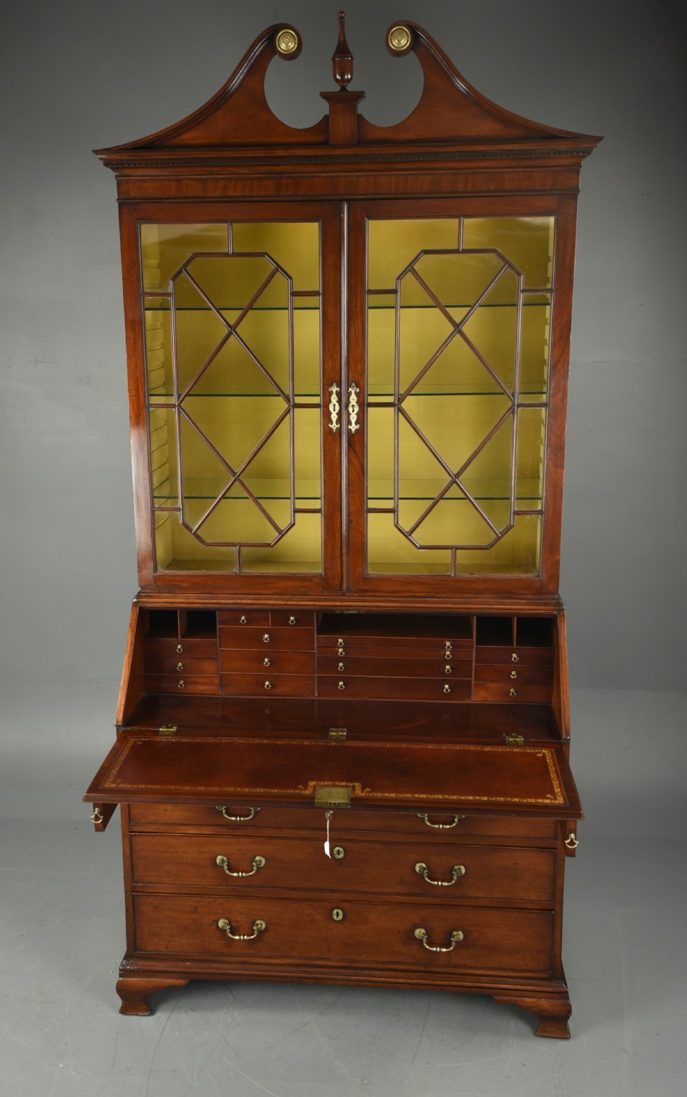 Georgian mahogany bureau bookcase  View II