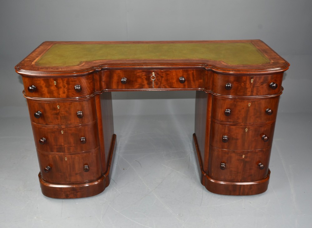 Victorian mahogany pedestal desk  View II