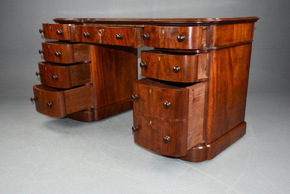 Victorian mahogany pedestal desk  View VI