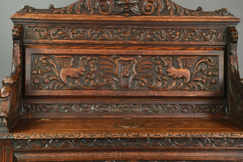 carved oak bench  View III