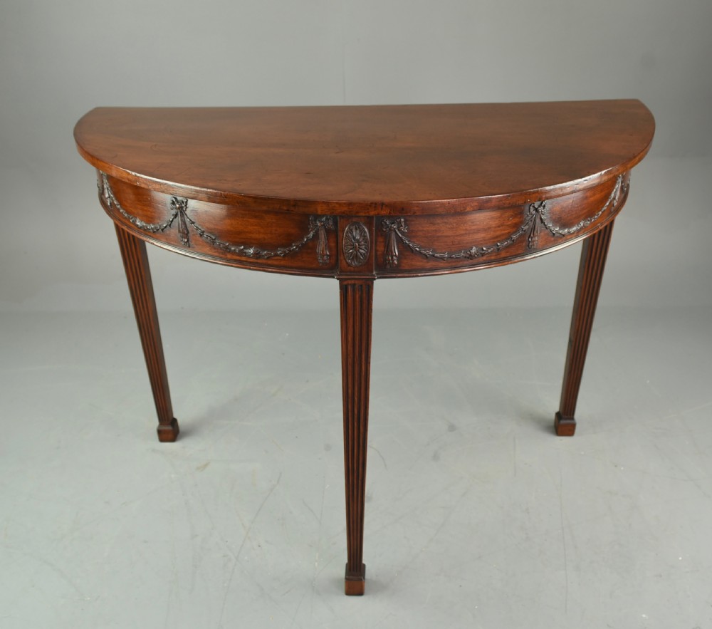 19th century Adams style mahogany Demi lune console table 