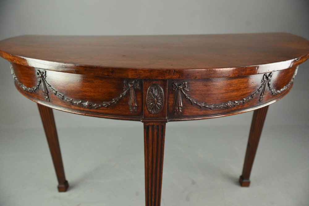 19th century Adams style mahogany Demi lune console table  View II