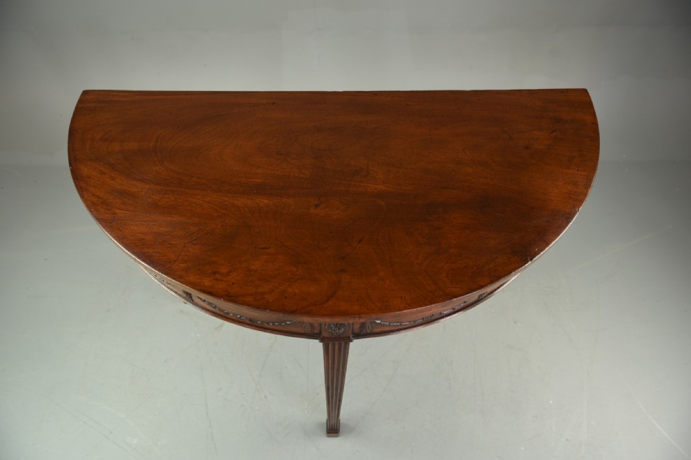 19th century Adams style mahogany Demi lune console table  View III