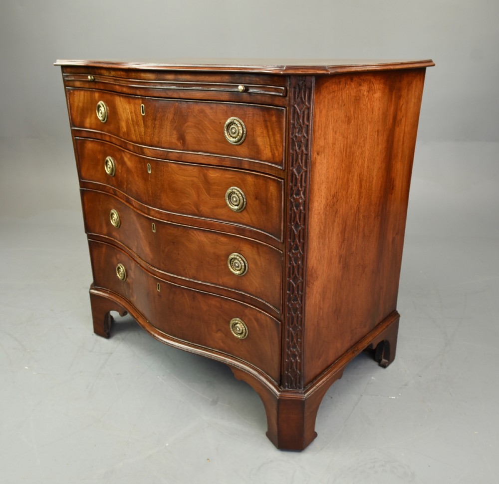 19th century mahogany serpentine chest of drawers S&H Jewell London View II