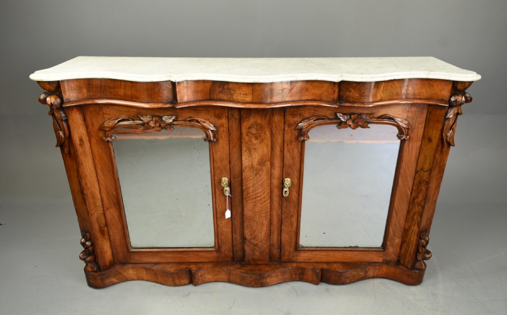 Walnut marble top credenza sideboard 