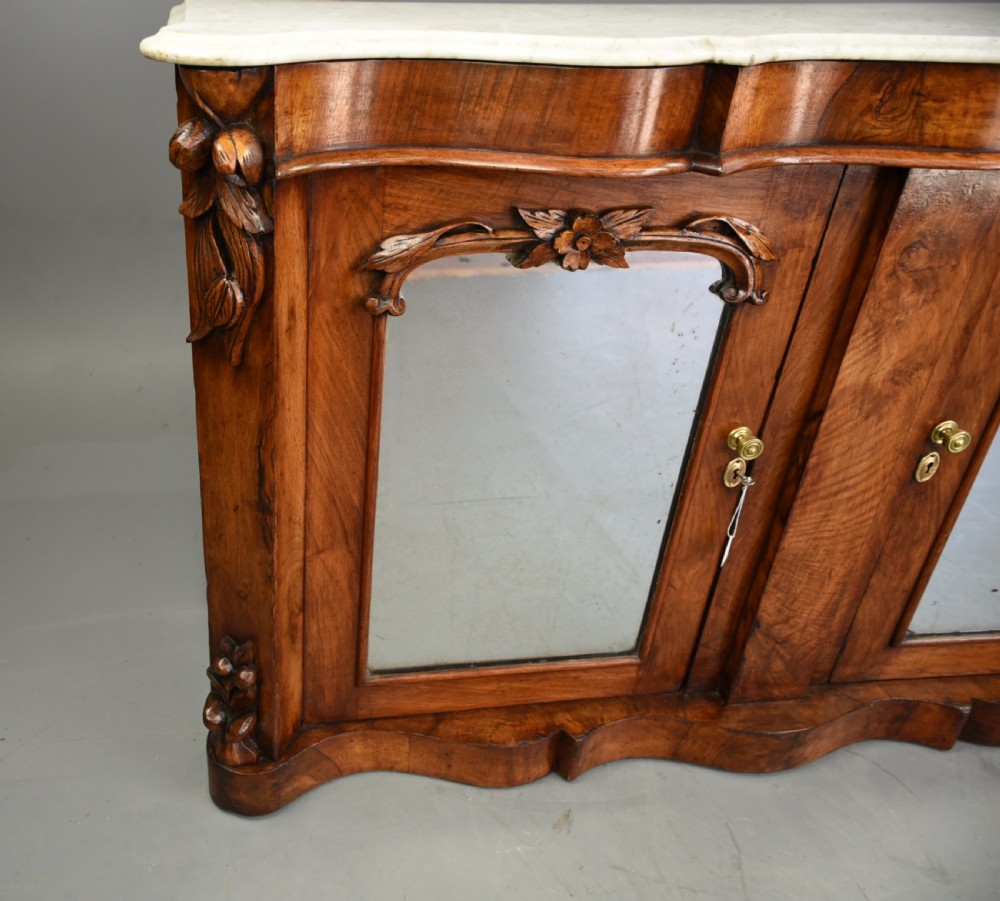 Walnut marble top credenza sideboard  View II