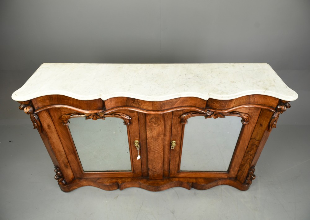 Walnut marble top credenza sideboard  View III