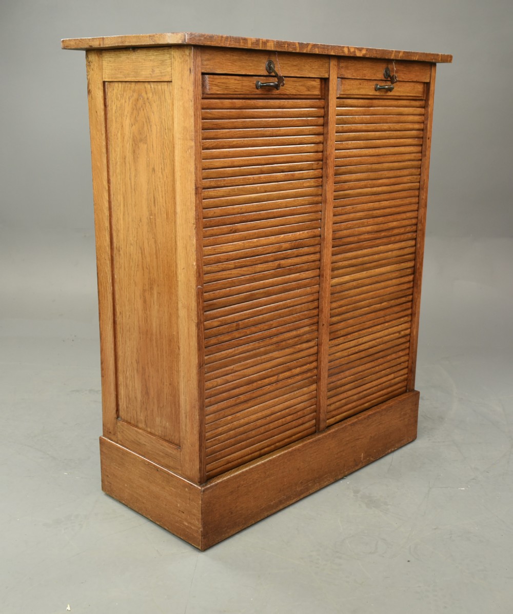 oak double tambour front file cabinet  View III