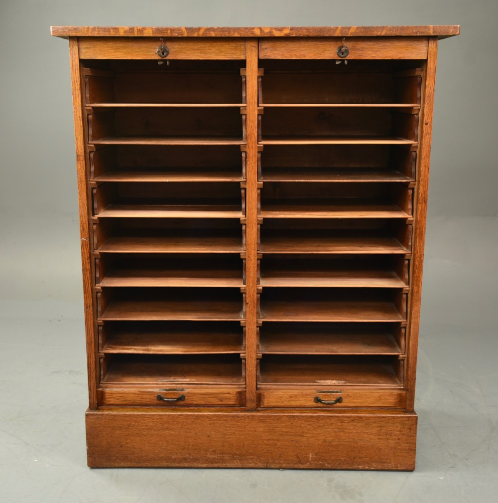 oak double tambour front file cabinet  View V