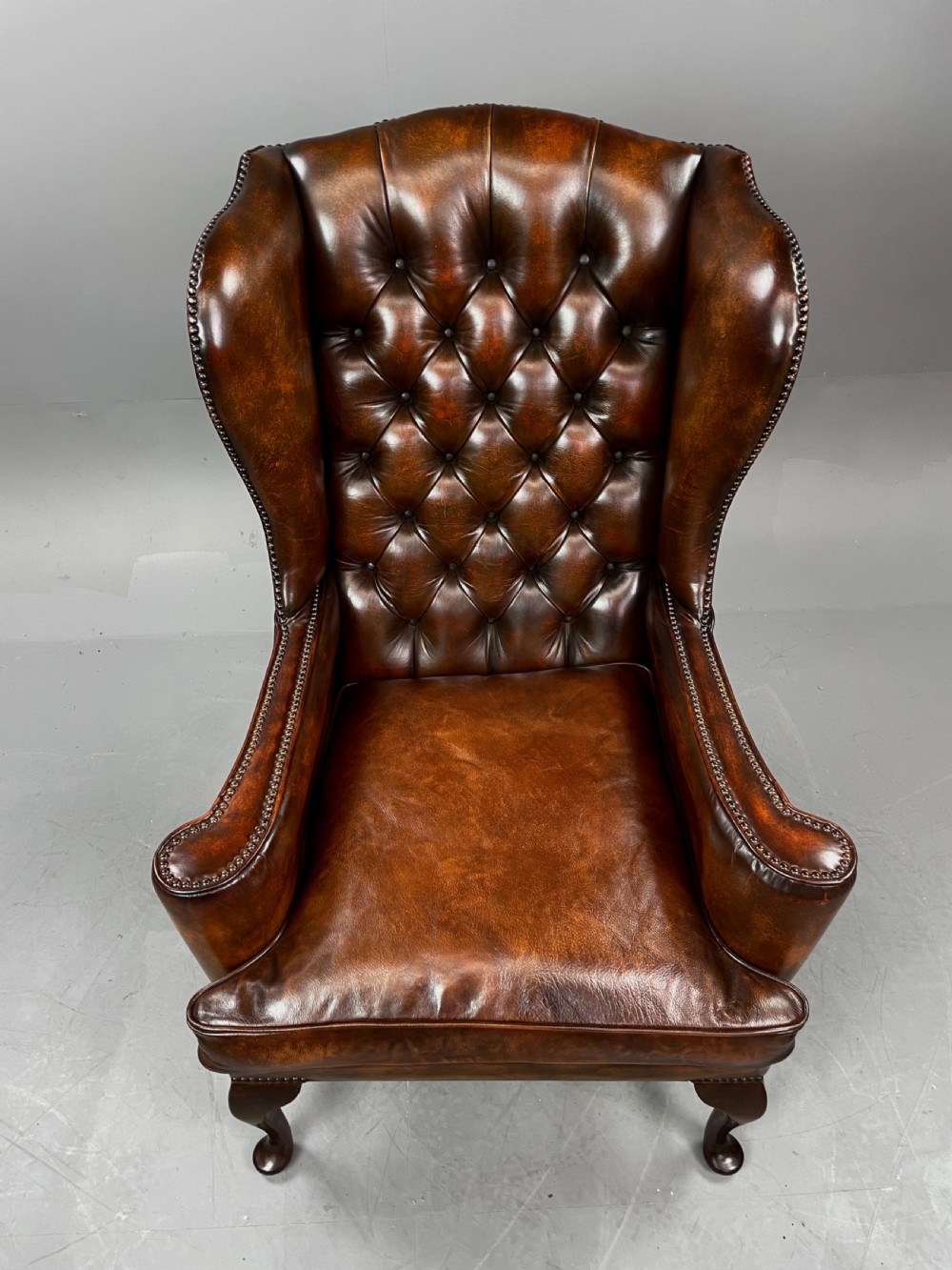 Antique Pair of leather wing chairs  View III