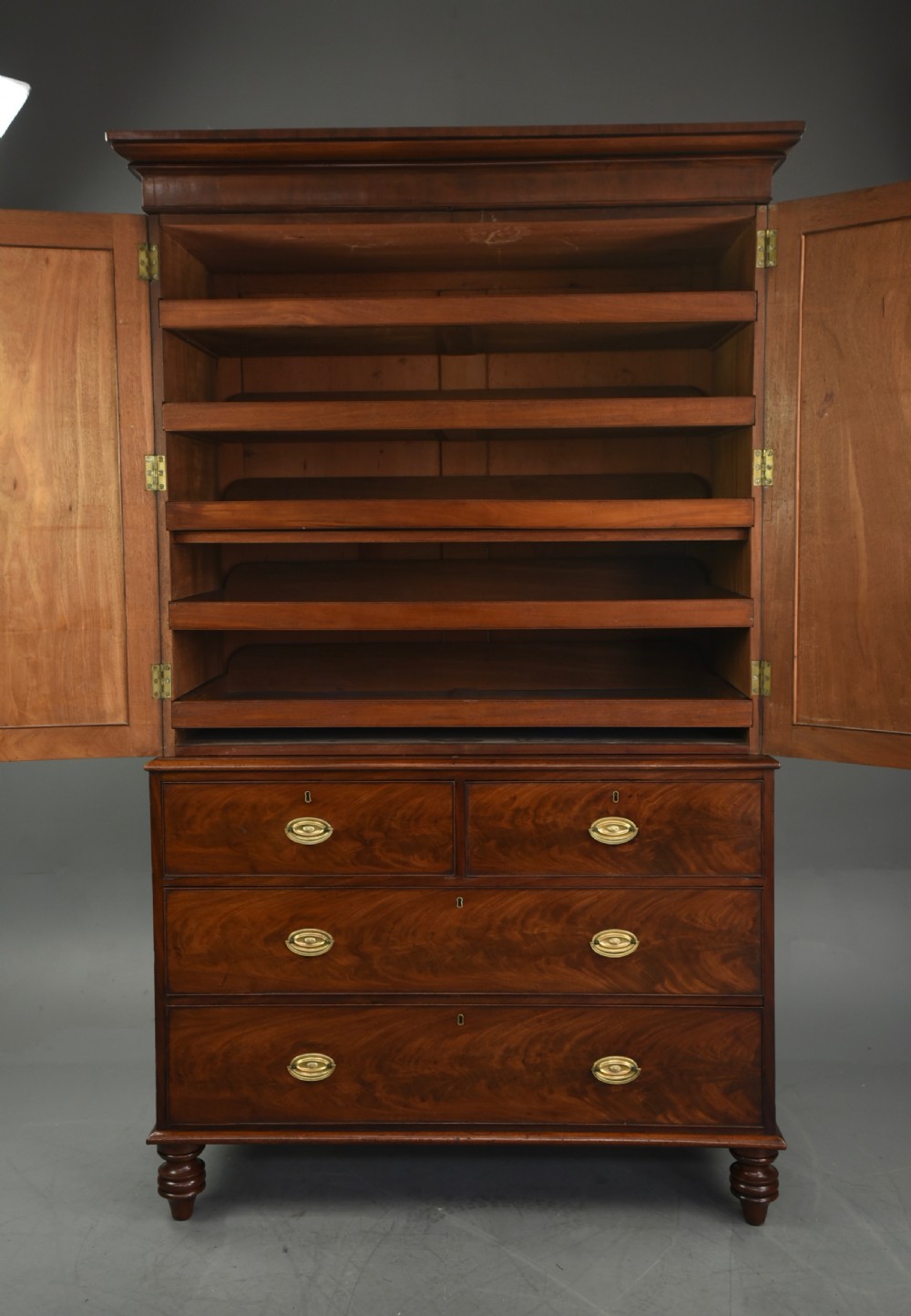 Georgian mahogany linen press  View IV